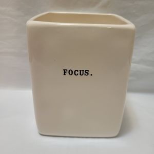 Rae Dunn FOCUS. Pencil/Pen Holder Ivory and Black in Color NWOT